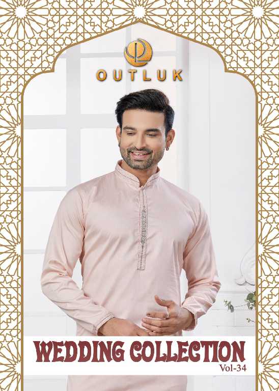 Outluk Wedding Collection Vol-34 Wholesale Kurta Pajama Collection Series Embroidery Kurta with Polo Pant
