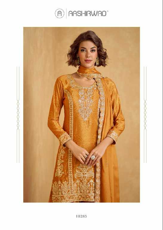 aashirwad creation tanvi chinon silk exclusive full stitch plazzo suit for women