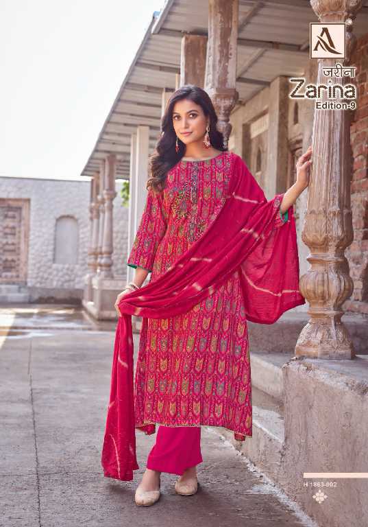 zarina vol 9 by alok viscose rayon hit design pakistani salwar suit