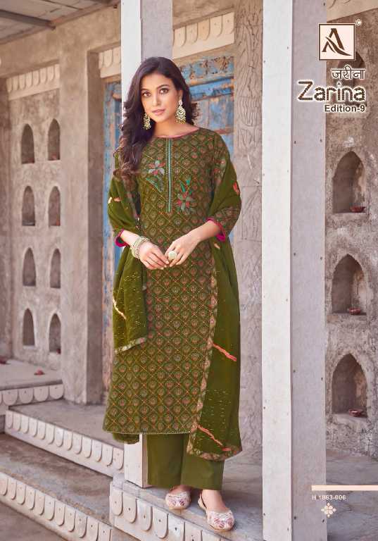 zarina vol 9 by alok viscose rayon hit design pakistani salwar suit