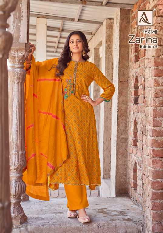 zarina vol 9 by alok viscose rayon hit design pakistani salwar suit