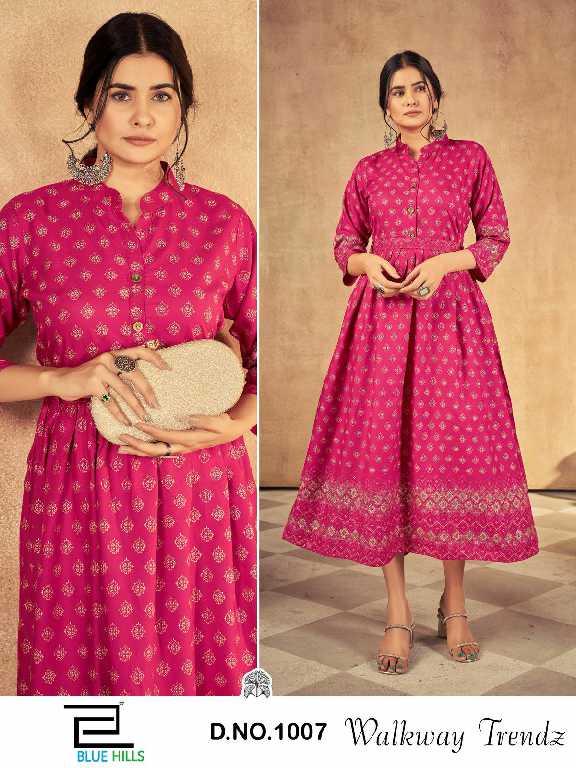 blue hills walkway trendz rayon readymade classic big size long kurtis