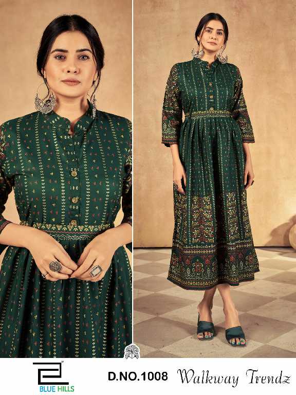 blue hills walkway trendz rayon readymade classic big size long kurtis
