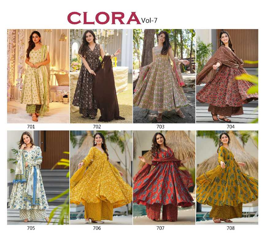 Lucaya Clora Vol-7 Wholesale Designer 3pcs beautiful printed Kurti bottom with dupatta Collection