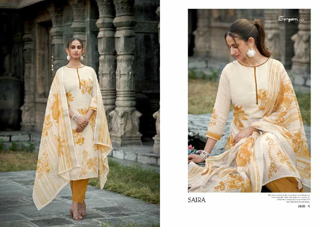 Sargam Saira Wholesale Pure Linen With Hand Work Dress Material