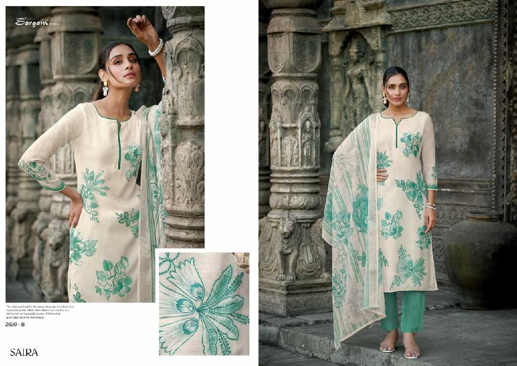 Sargam Saira Wholesale Pure Linen With Hand Work Dress Material