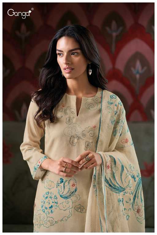 Ganga Gladys S3424 Wholesale Cotton Dobby With Hand Embroidery Work Salwar Suits
