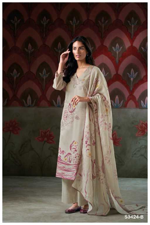 Ganga Gladys S3424 Wholesale Cotton Dobby With Hand Embroidery Work Salwar Suits