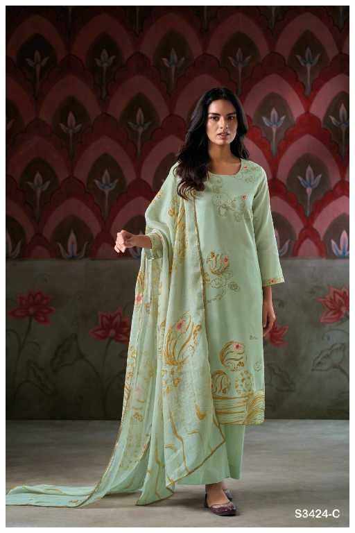 Ganga Gladys S3424 Wholesale Cotton Dobby With Hand Embroidery Work Salwar Suits