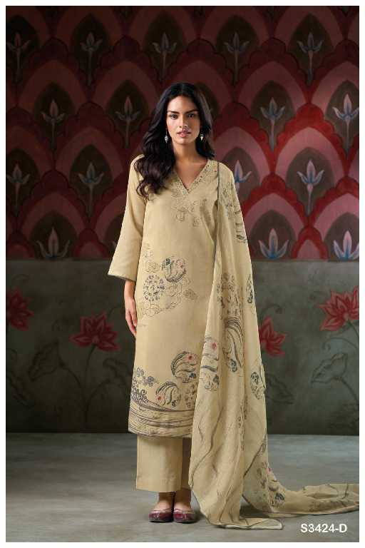 Ganga Gladys S3424 Wholesale Cotton Dobby With Hand Embroidery Work Salwar Suits