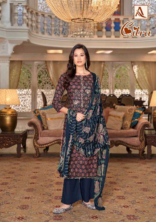 Alok Citra Wholesale Viscose Reyon With Embroidery Work Dress Material