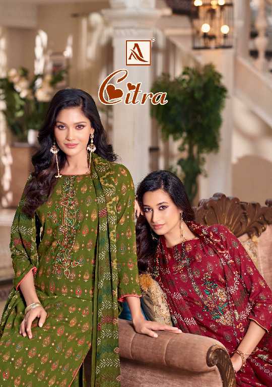 Alok Citra Wholesale Viscose Reyon With Embroidery Work Dress Material
