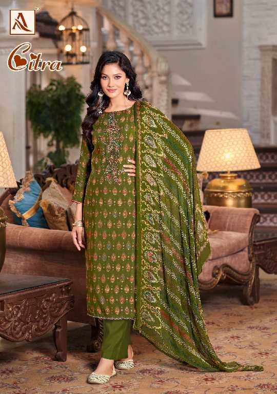 Alok Citra Wholesale Viscose Reyon With Embroidery Work Dress Material