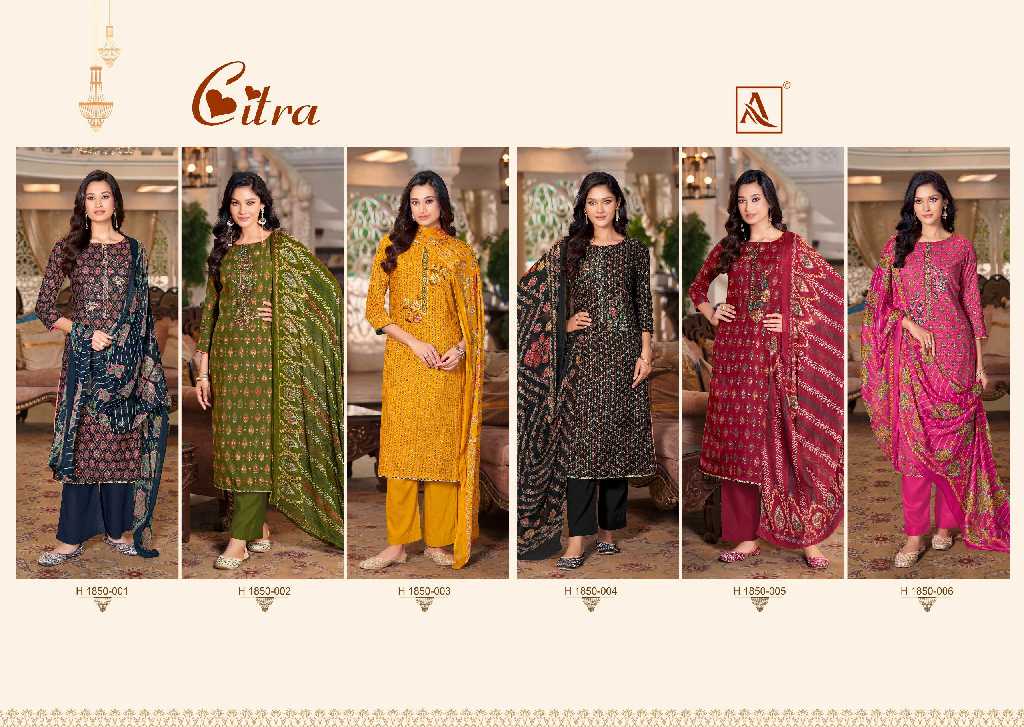 Alok Citra Wholesale Viscose Reyon With Embroidery Work Dress Material