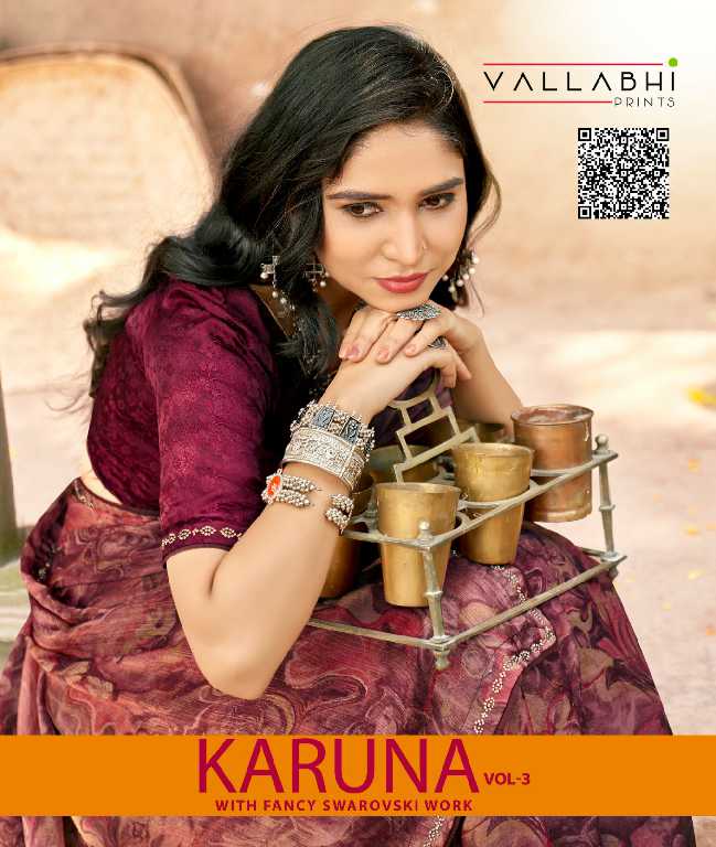 Vallabhi Karuna Vol-3 Wholesale Chiffon With Abstract Print Sarees