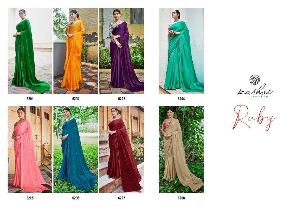 Kashvi Ruby Wholesale Moss With Diamond Work Party Wear Indian Sarees