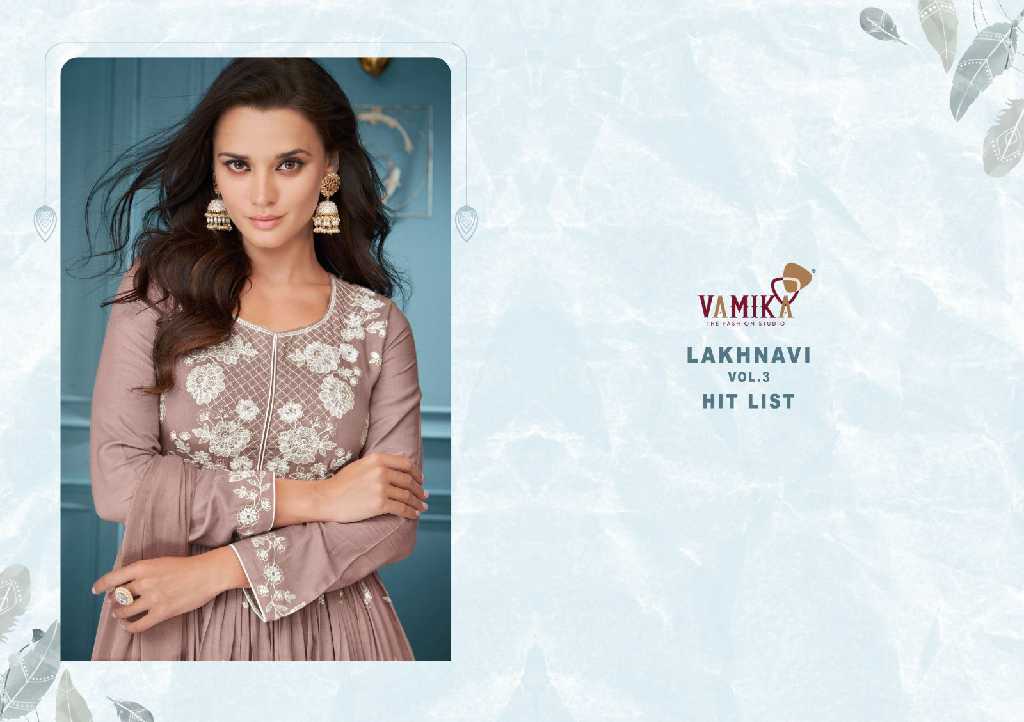 VAMIKA LAKHNAVI VOL 3 HIT LIST BEAUTIFUL WORK PLAZO STYLE SALWAR KAMEEZ