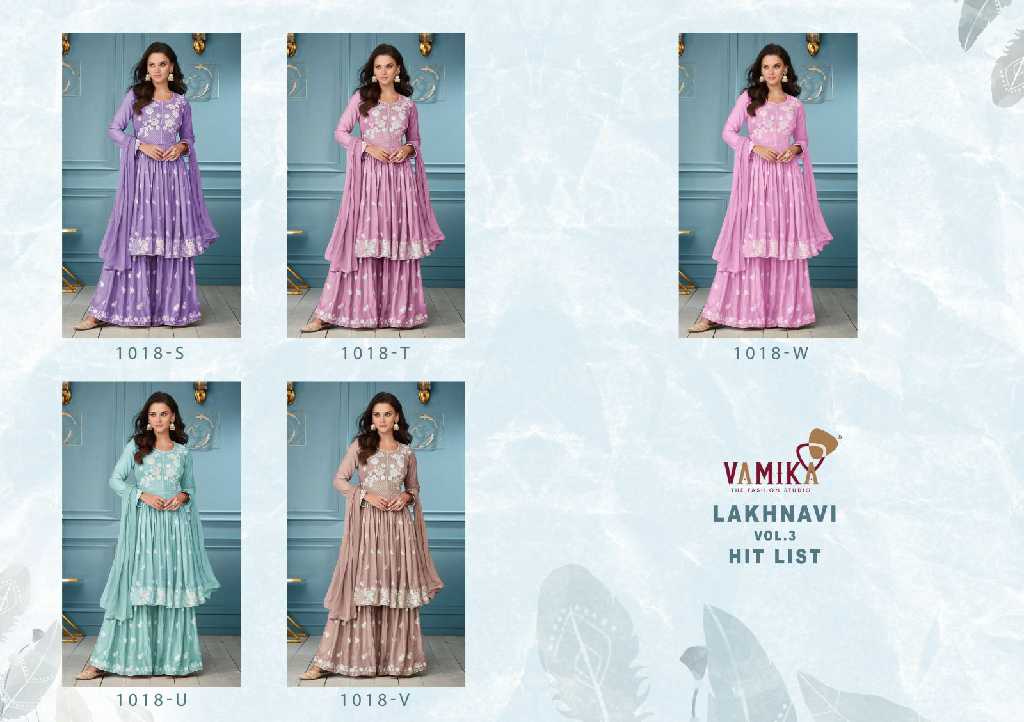 VAMIKA LAKHNAVI VOL 3 HIT LIST BEAUTIFUL WORK PLAZO STYLE SALWAR KAMEEZ