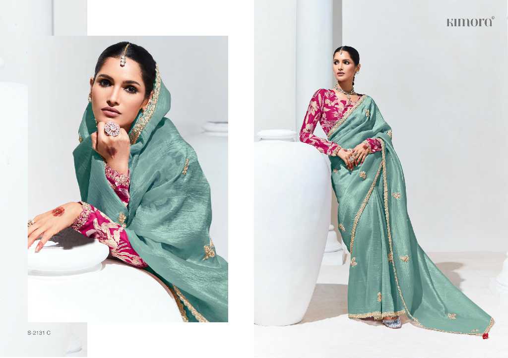 Kimora Rangat S-2131 Colour Wholesale Glass Tissue Party Wear Sarees