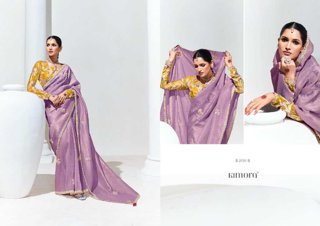 Kimora Rangat S-2131 Colour Wholesale Glass Tissue Party Wear Sarees
