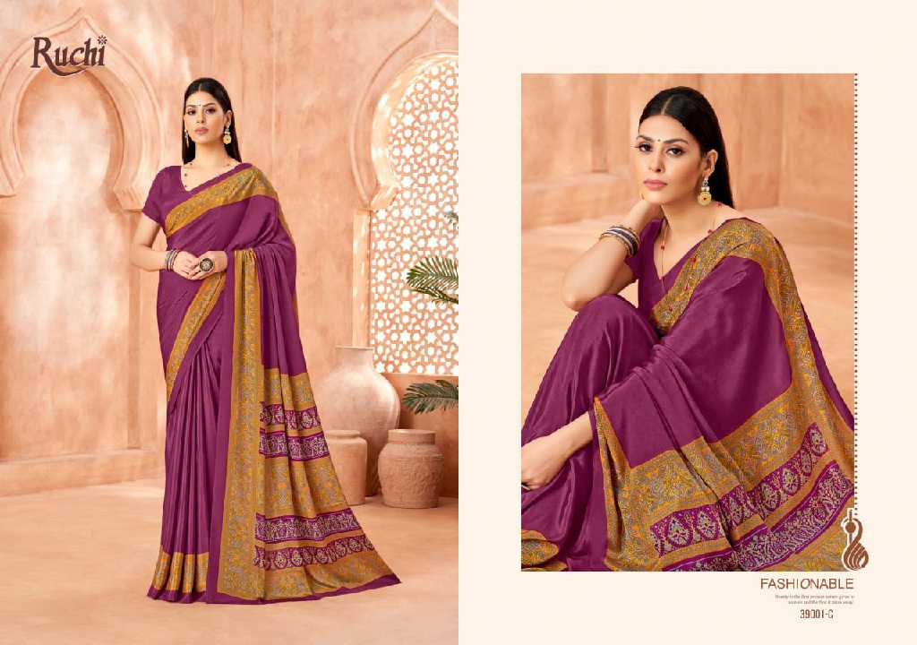 RUCHI VIVANTA SILK VOL 41 SILK CREPE PRINTED SARIS AT BEST RATE
