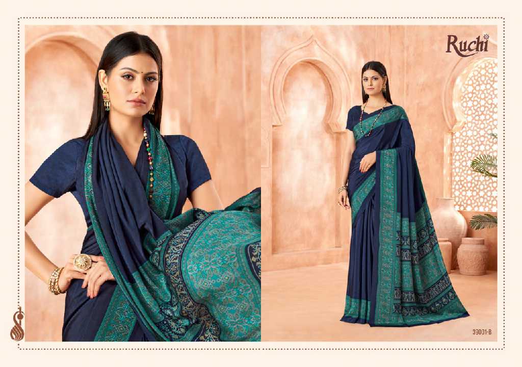 RUCHI VIVANTA SILK VOL 41 SILK CREPE PRINTED SARIS AT BEST RATE