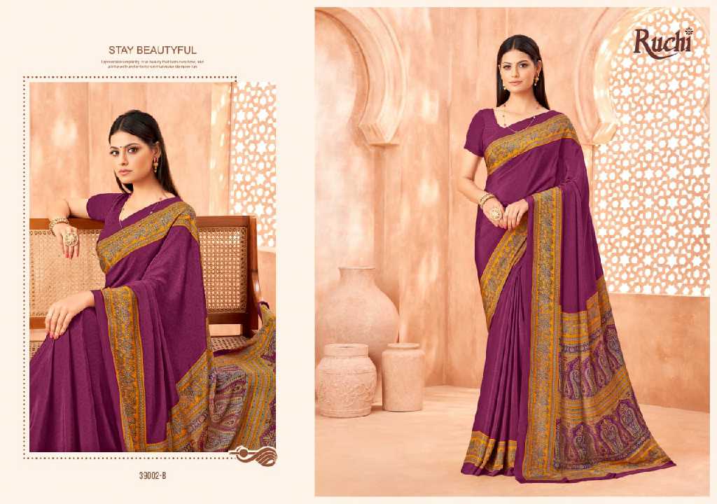 RUCHI VIVANTA SILK VOL 41 SILK CREPE PRINTED SARIS AT BEST RATE