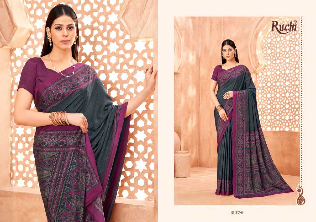 RUCHI VIVANTA SILK VOL 41 SILK CREPE PRINTED SARIS AT BEST RATE