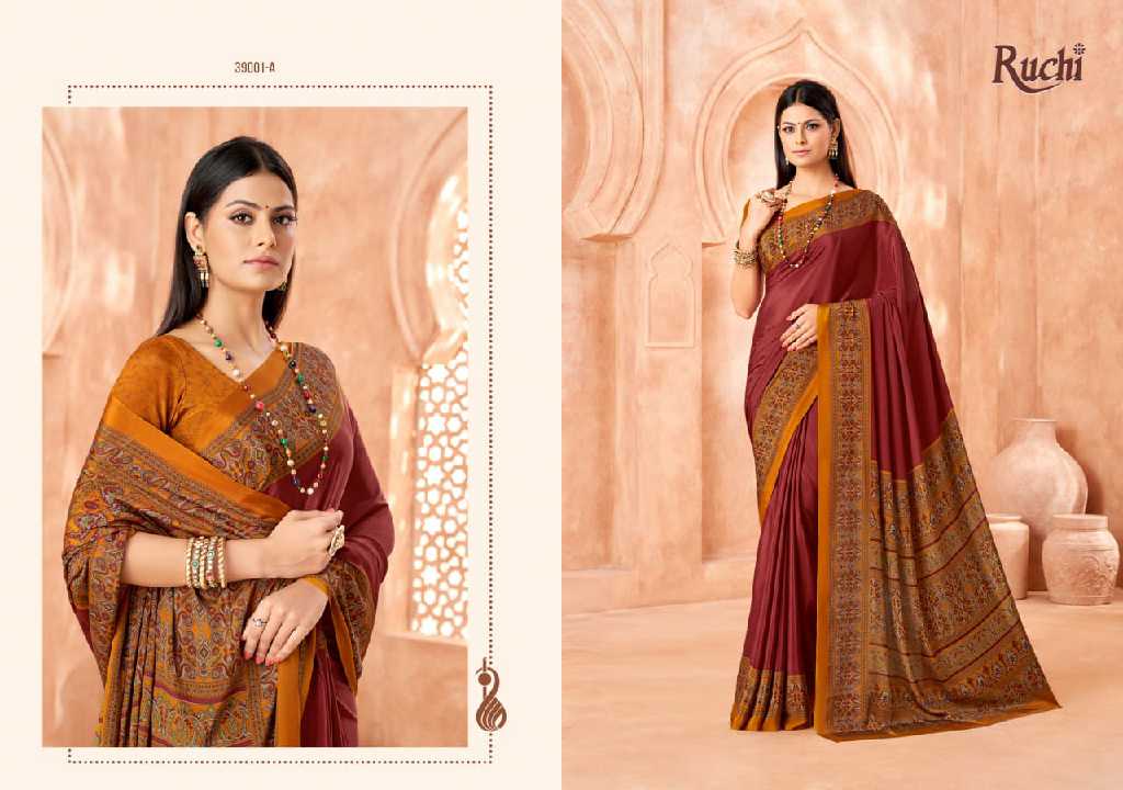 RUCHI VIVANTA SILK VOL 41 SILK CREPE PRINTED SARIS AT BEST RATE