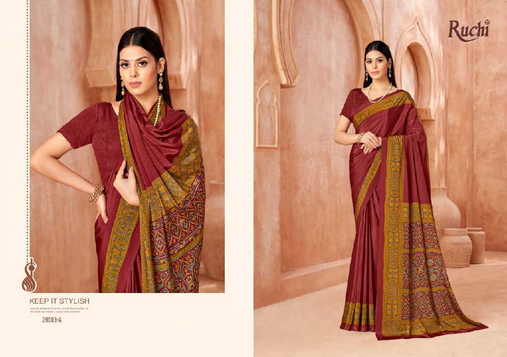 RUCHI VIVANTA SILK VOL 41 SILK CREPE PRINTED SARIS AT BEST RATE