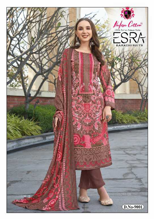 NAFISA COTTON ESRA KARACHI SUITS VOL 9 PAKISTANI CASUAL WEAR UNSTITCH SALAWAR KAMEEZ