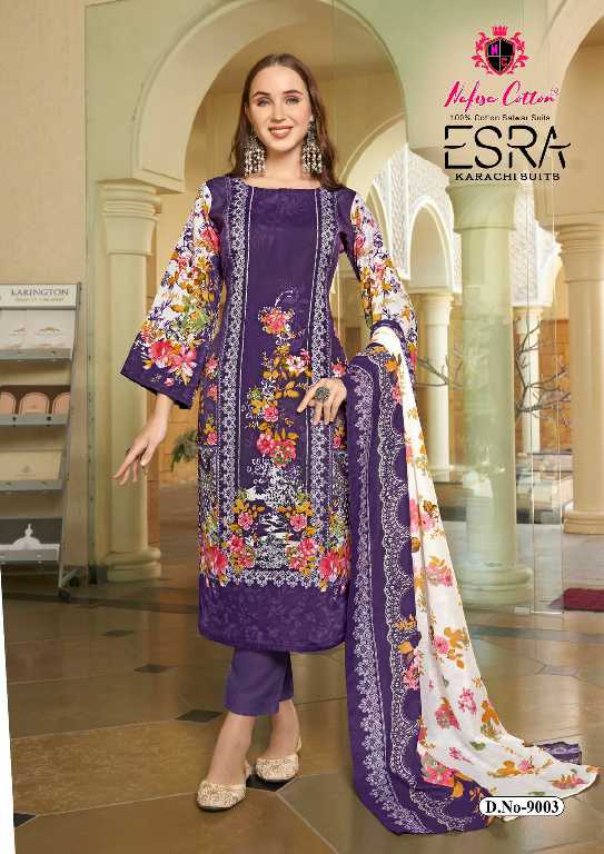 NAFISA COTTON ESRA KARACHI SUITS VOL 9 PAKISTANI CASUAL WEAR UNSTITCH SALAWAR KAMEEZ