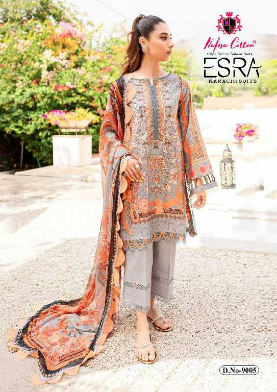 NAFISA COTTON ESRA KARACHI SUITS VOL 9 PAKISTANI CASUAL WEAR UNSTITCH SALAWAR KAMEEZ