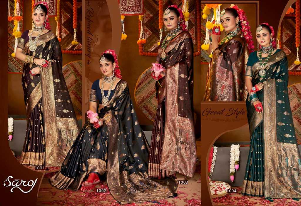 Saroj Krishnaleela Satin Saroski Vol-4 Wholesale Pure Satin Silk Party Wear Sarees