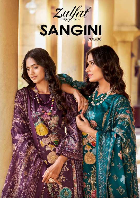 Zulfat Sangini Vol-6 Wholesale Pure Jam Cotton With Work Dress Material