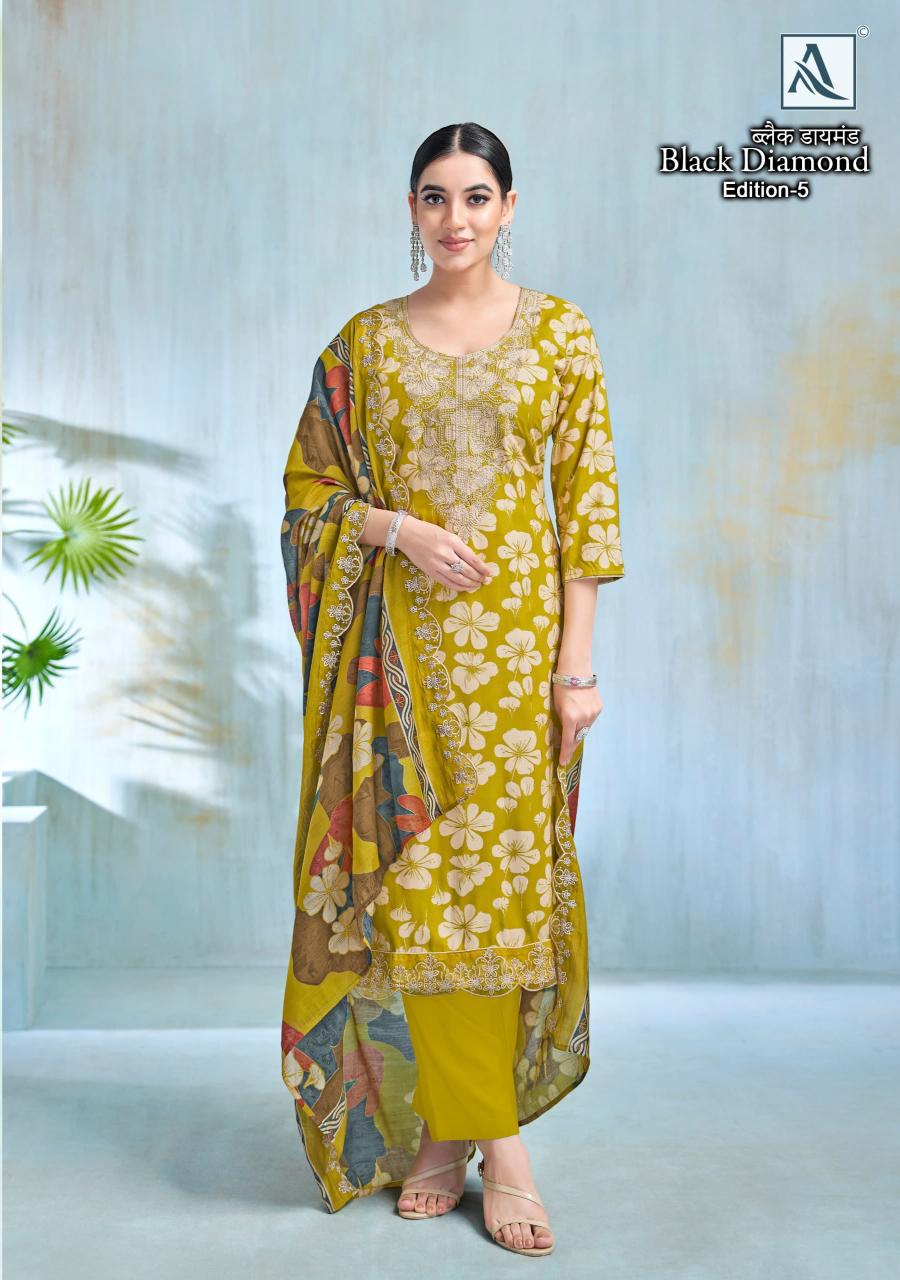 black diamond vol 5 by alok stylish look rayon pakistani ladies suits