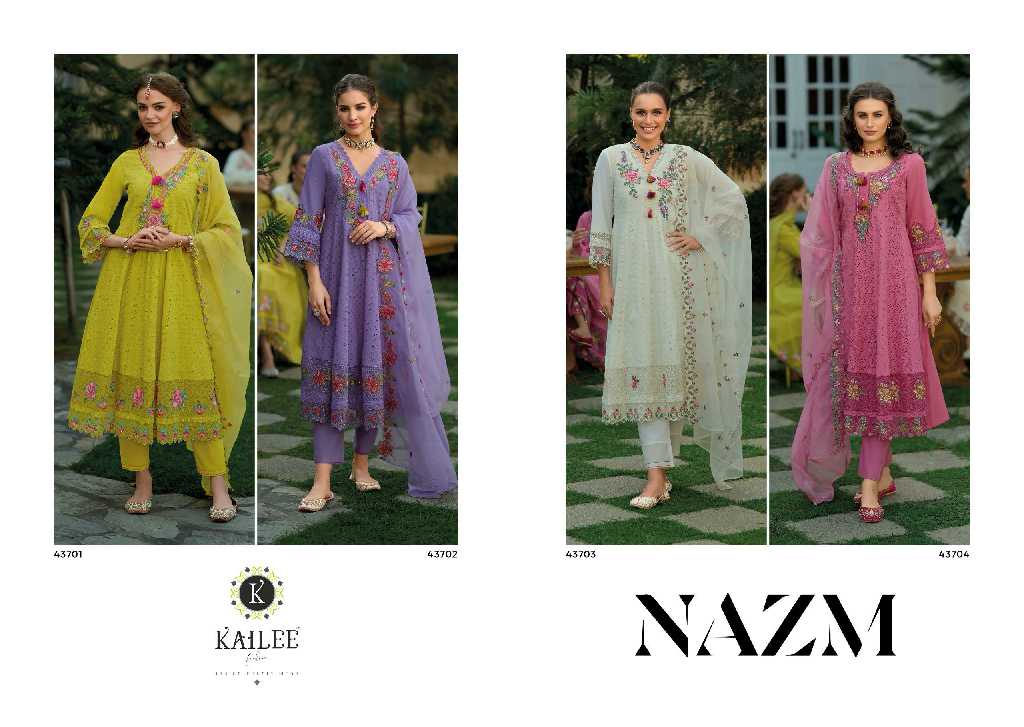Kailee Nazm Wholesale Luxury Fancy Anarkali Print With Schiffli Pakistani Collection