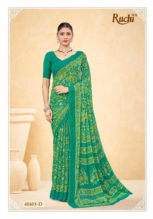 Ruchi Star Chiffon 187 Wholesale Chiffon Fabrics Printed Ethnic Sarees