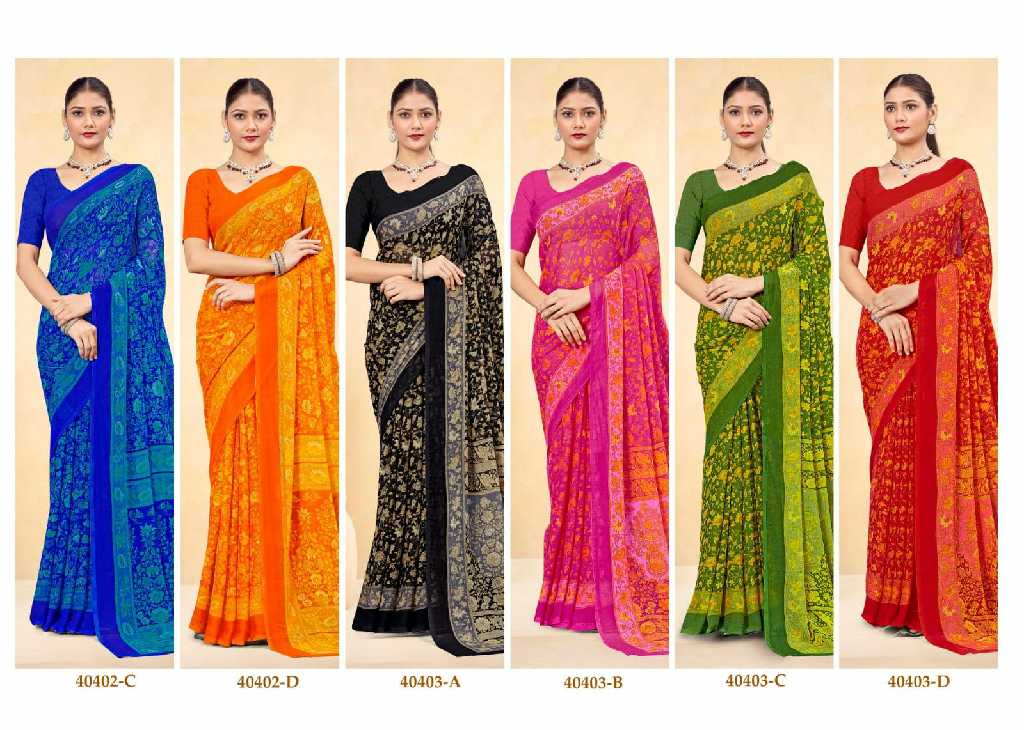 Ruchi Star Chiffon 187 Wholesale Chiffon Fabrics Printed Ethnic Sarees