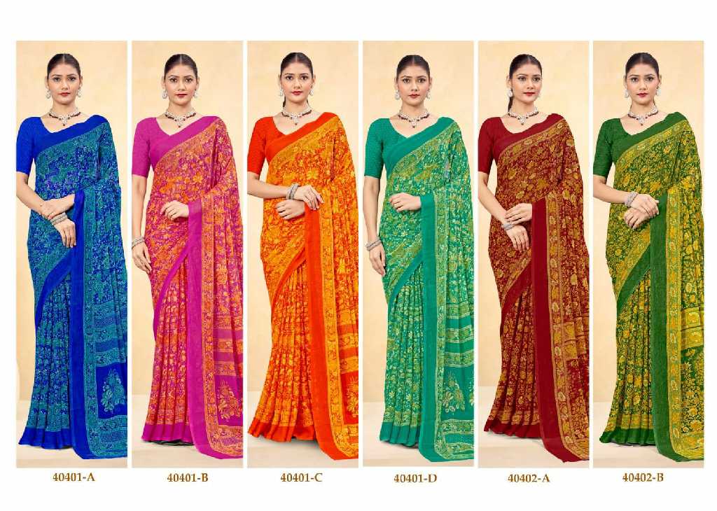 Ruchi Star Chiffon 187 Wholesale Chiffon Fabrics Printed Ethnic Sarees