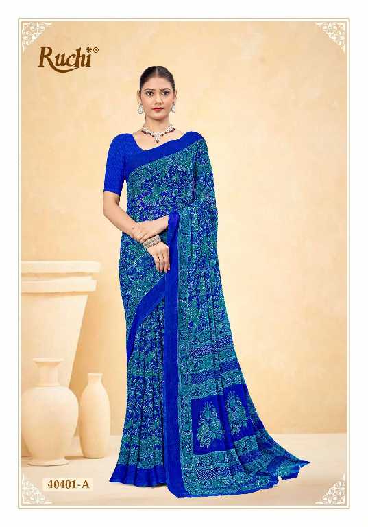 Ruchi Star Chiffon 187 Wholesale Chiffon Fabrics Printed Ethnic Sarees