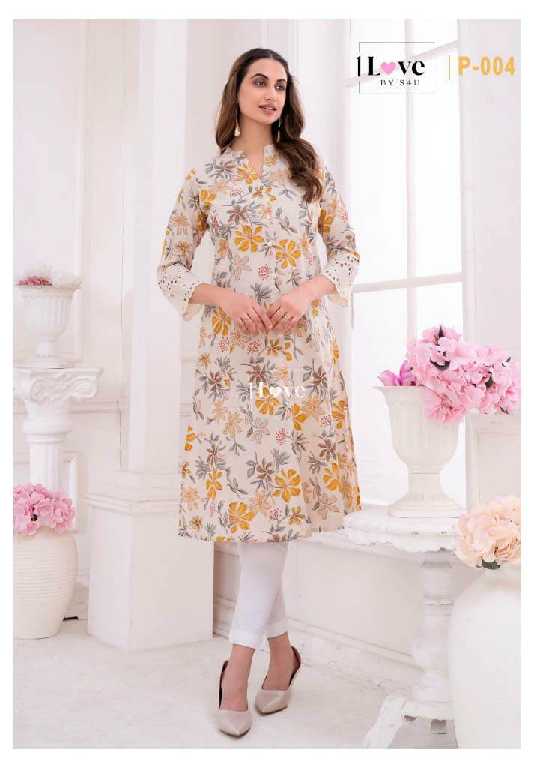 1love By S4U Pearl Wholesale Pure Cotton With Chikan Work Long Kurtis