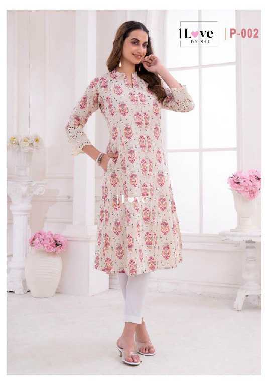 1love By S4U Pearl Wholesale Pure Cotton With Chikan Work Long Kurtis