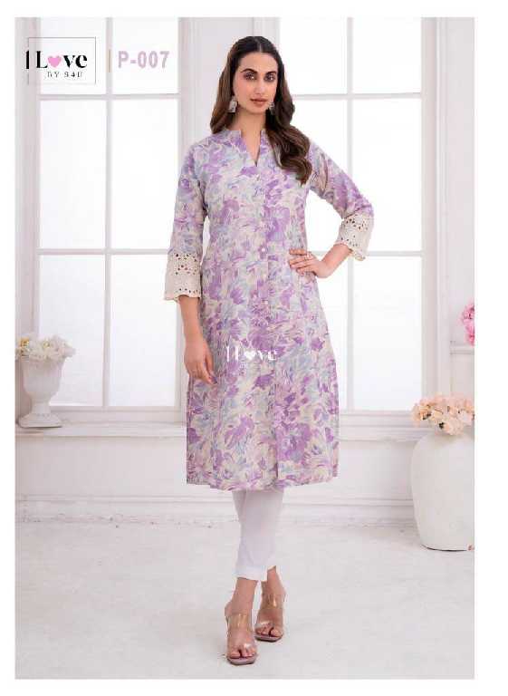 1love By S4U Pearl Wholesale Pure Cotton With Chikan Work Long Kurtis