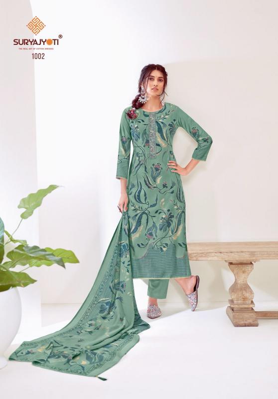 kajal vol 1 by suryajyoti stylish modal discharge print unstitch 3pcs dress