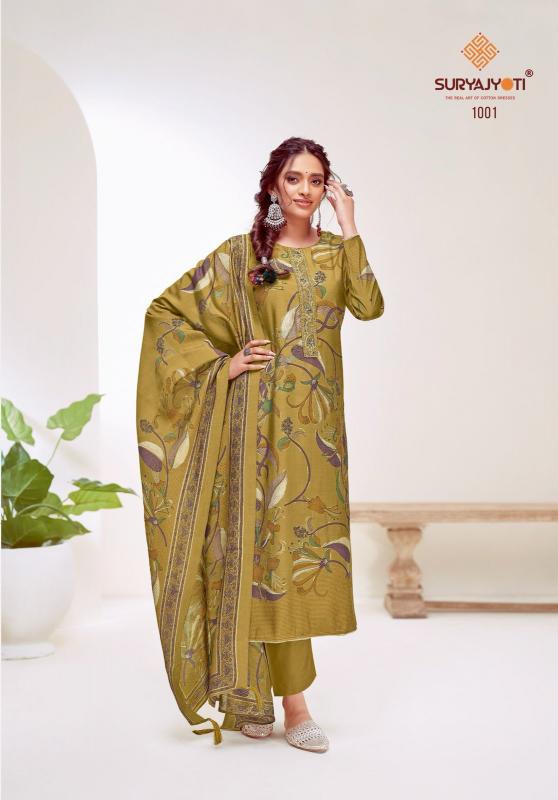kajal vol 1 by suryajyoti stylish modal discharge print unstitch 3pcs dress