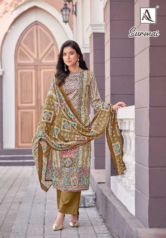 surmai by alok zam discharge print model pakistani dress material