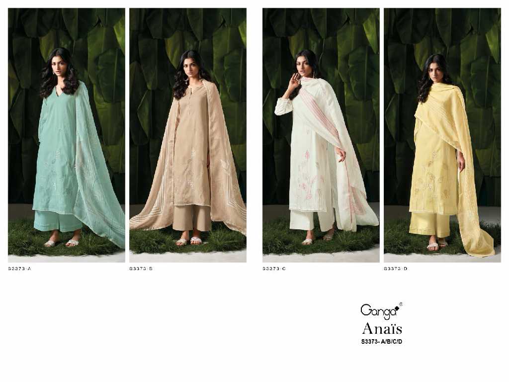 Ganga Anais S3373 Wholesale Pure Mal Solid Color With Embroidery Work Salwar Suits