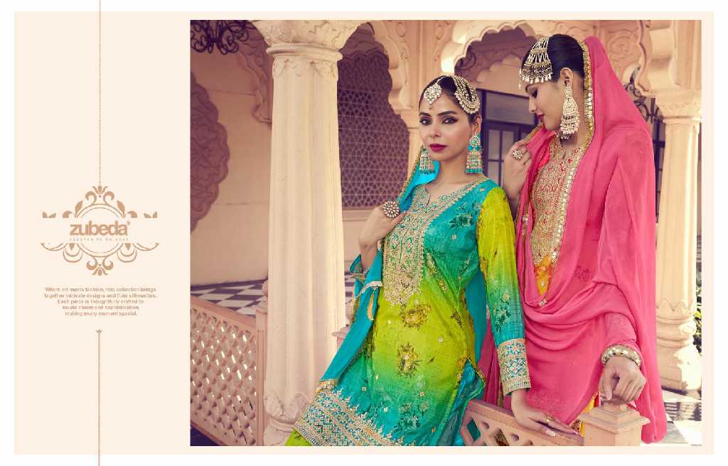 Zubeda Naayaab Wholesale Chinon Silk Readymade Designer Salwar Suits