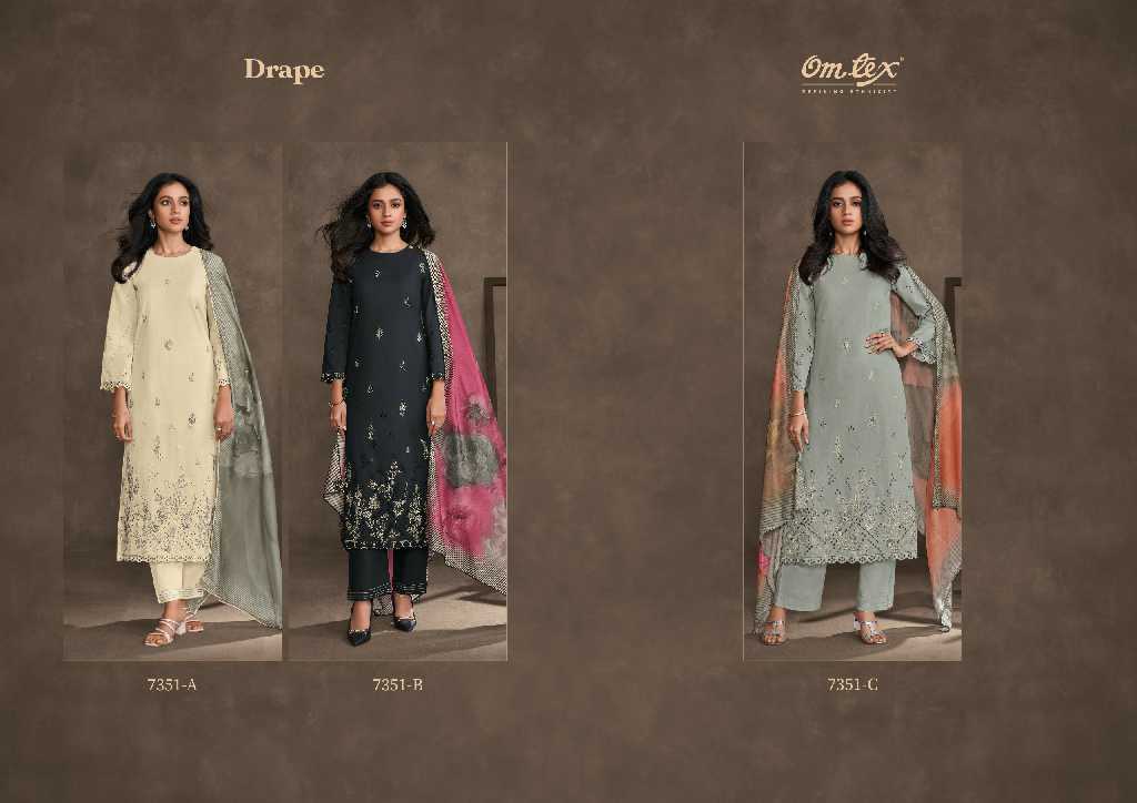 Omtex Drape Wholesale Premium Lawn Cotton With Embroidery Salwar Suits